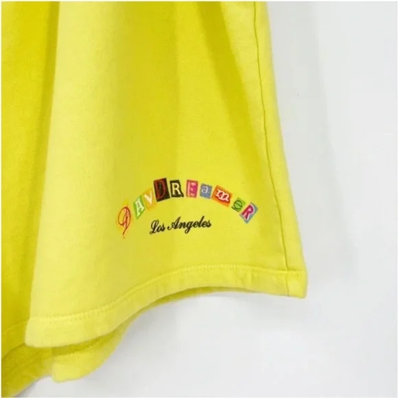 Daydreamer Ransom Note Hi-Frequency BF Boyfriend Sweat Shorts in Citron Yellow - Picture 5 of 8